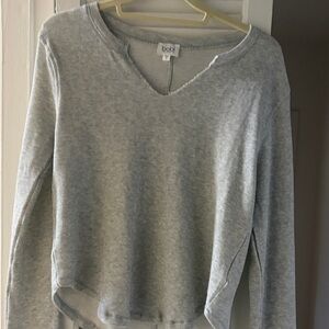 bobi Heather Gray V-Neck Long Sleeve Pullover